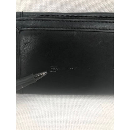 VINTAGE Tri Fold Credit Card Calculator Clutch Hand WALLET Snap Button Black