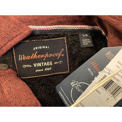 Weatherproof Mens Faux Fur-Lined Button Shirt Sz Large Red Mahogany NWT