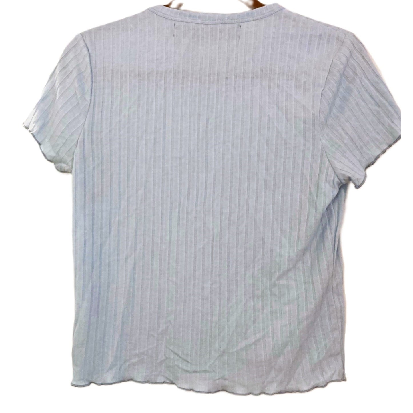 Code x Mode Lettuce Edge Crew Rib Pullover Top Size XL/Extra Large in Blue NWT