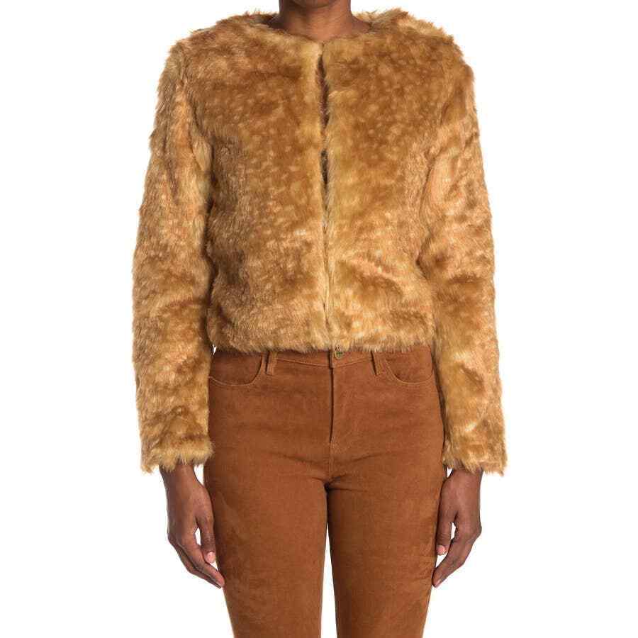 Noize NWT Light Brown Faux Fur Fully Lined Jacket Size Large