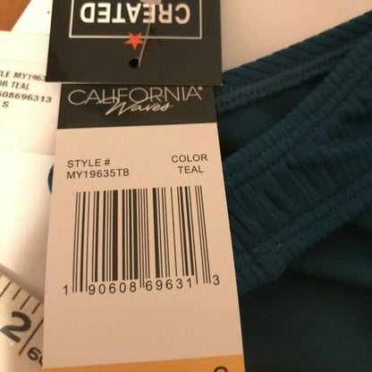 NWT California Waves Juniors Teal Ribbed Hipster Size Small