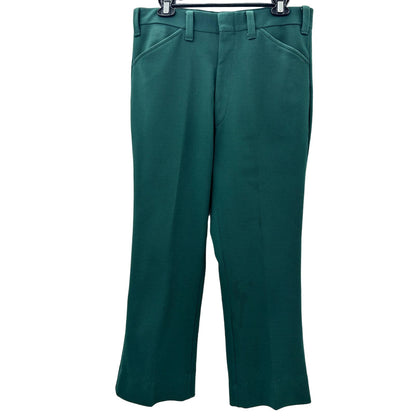 Vintage Polyester Slacks Trousers Forrest Green Dress Pant Straight Leg W33"