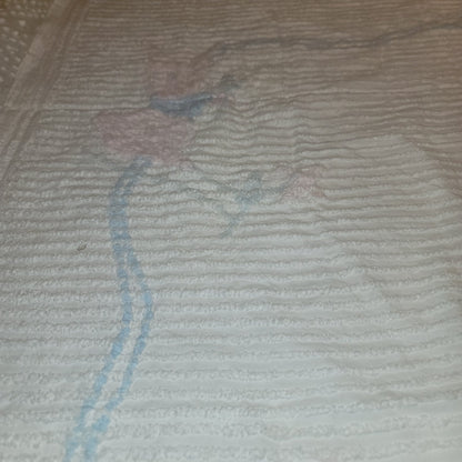 Chenille baby blanket Bunnies Blue pink yellow VINTAGE Crib bedspread