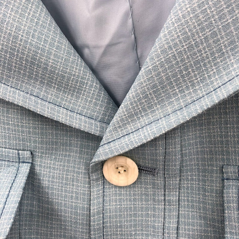 Palm Beach blue vintage jacket polyester wide lapel 70s Rockabilly Leisure Large