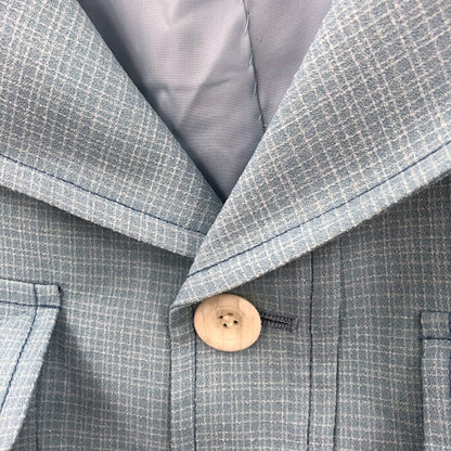 Palm Beach blue vintage jacket polyester wide lapel 70s Rockabilly Leisure Large