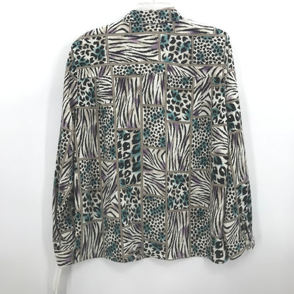 Alfred Dunner Women's Long Sleeves Button Up Shirt Top Animal Print Size 14 NWT