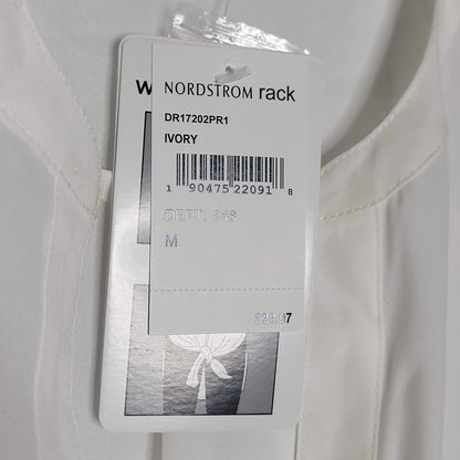 DR2 Sheer Ivory White Medium Front Tie High Low Sleeveless Blouse Top Shirt NEW