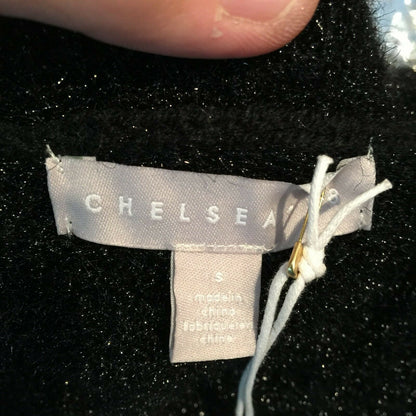 Chelsea 28 Thick Knit Black Metallic Gold Sweater Long Sleeves Small