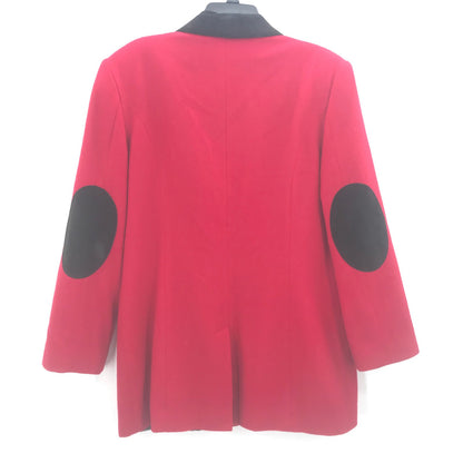 International Scene Women's Black Velvet Collar Red Jacket Long Sleeves SZ 13/14