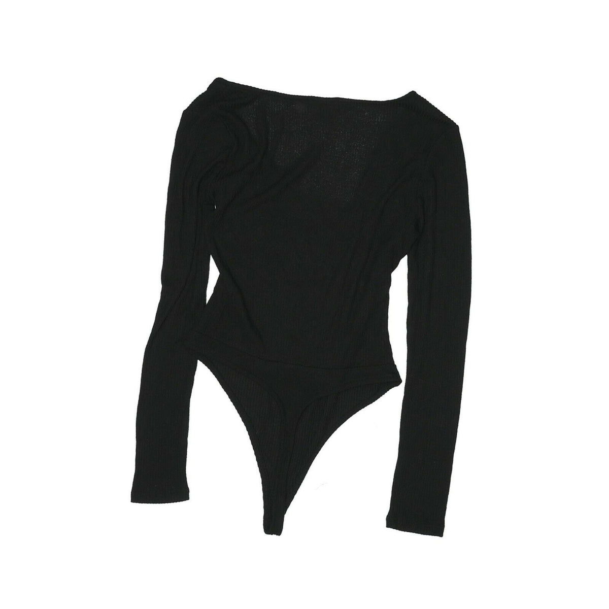 BP. NWT Cozy Ribbed Wrap Bodysuit Long Sleeve V-Neck Knit Black Size Medium