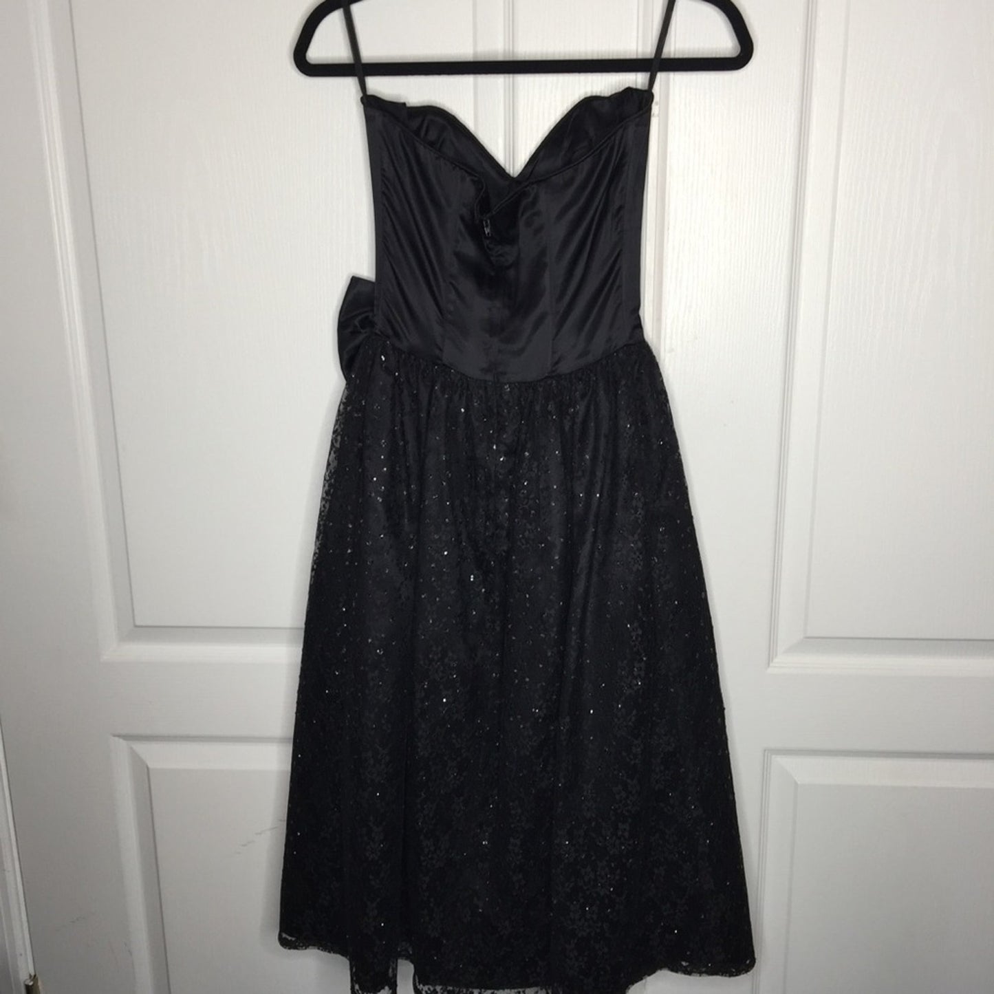 Gunne Sax Jessica McClintock VINTAGE Black Dress XS PROM Sparkles Strapless Bow
