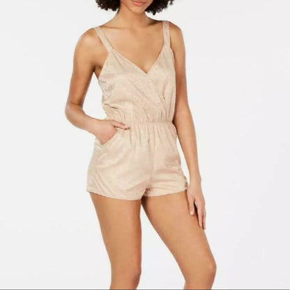 INC NEW Printed Contrast Trim Romper Size XX-Large