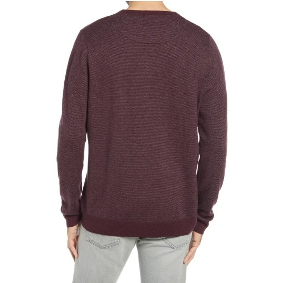 Nordstrom NWT Men's Bird's Eye Crewneck Sweater Burgundy Fudge Large