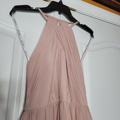 Bill Levkoff Frost Rose High-Neck Long Bridesmaid Dress NEW Size 0 Maxi Formal