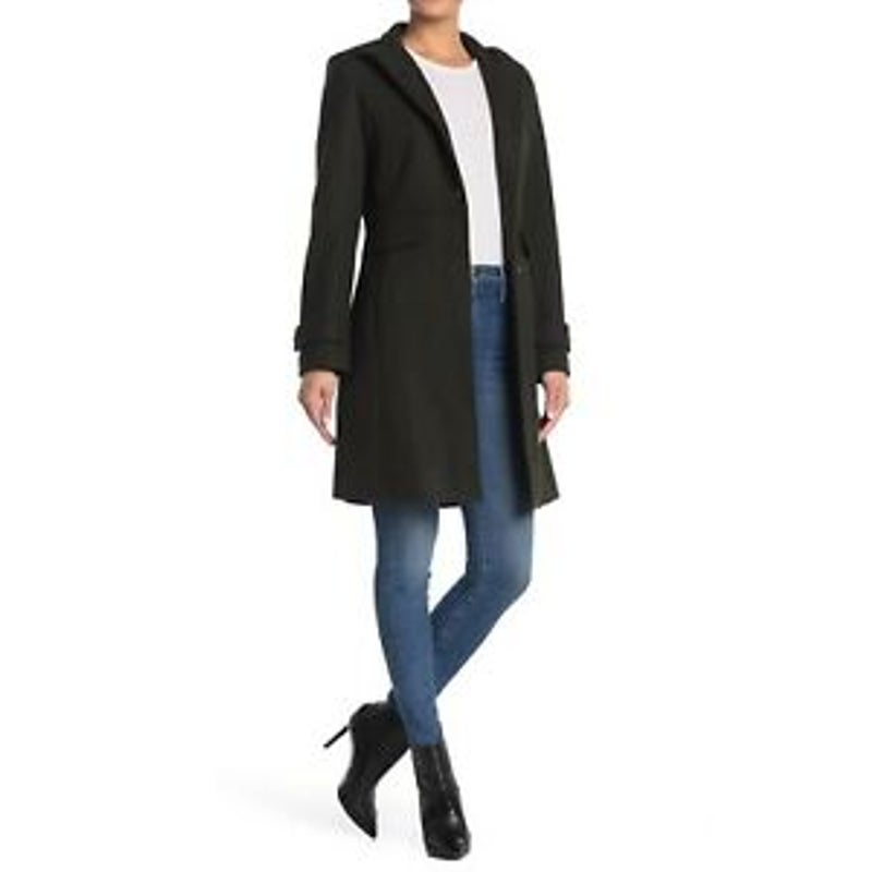 Lauren Ralph Lauren Stand Collar Wool Blend Military Coat Jacket Moss Green 10
