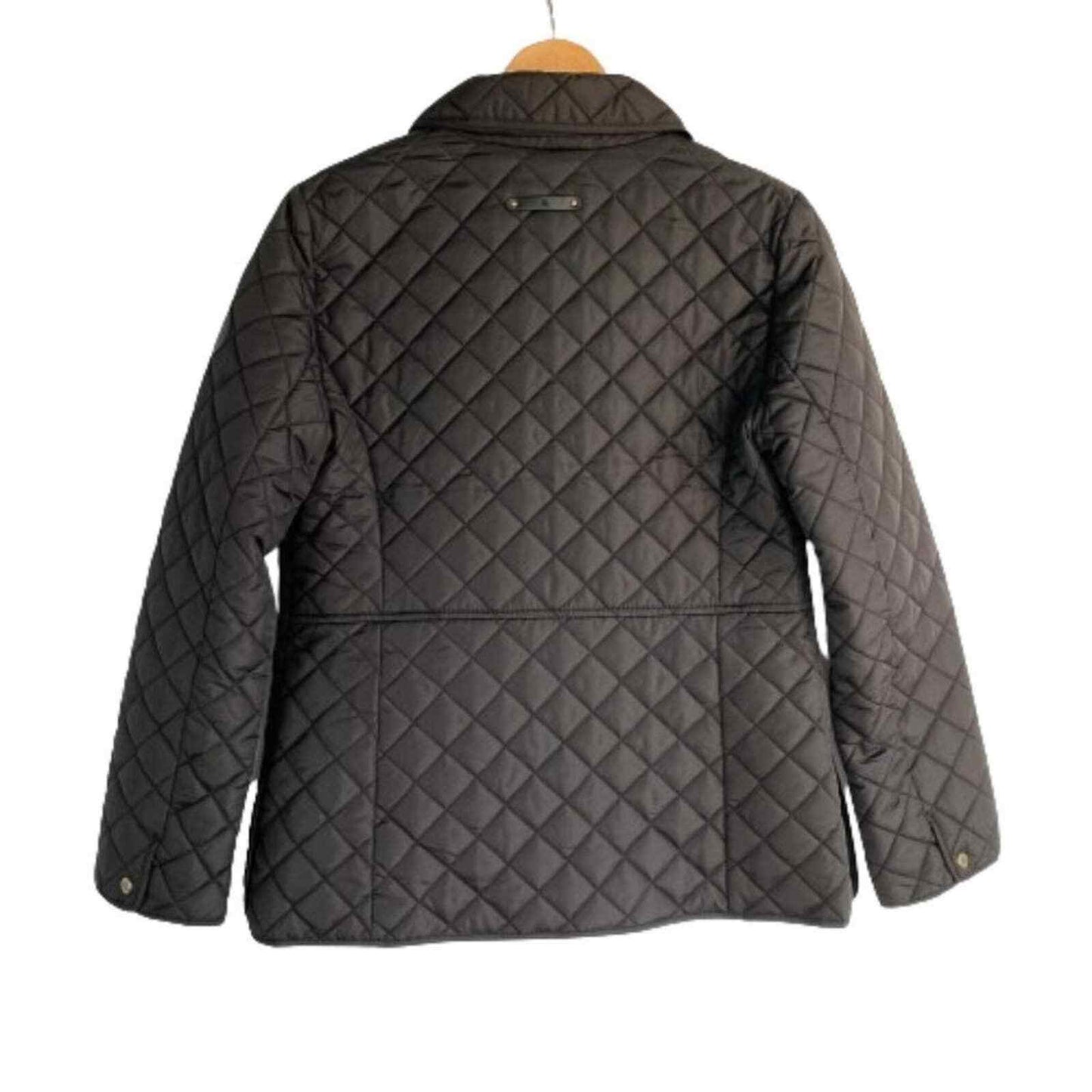 Ralph Lauren Snap Front Quilted Jacket Sz SP / Small Petite Black NWT