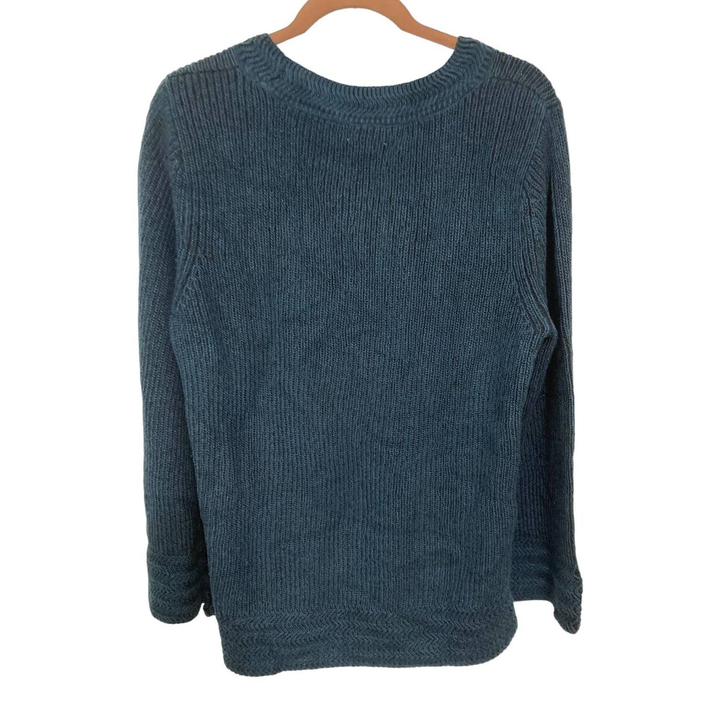 Style&co. Boxy Rib Knit Pullover Crew Sweater Top Size Large Dark Teal Blue NWT