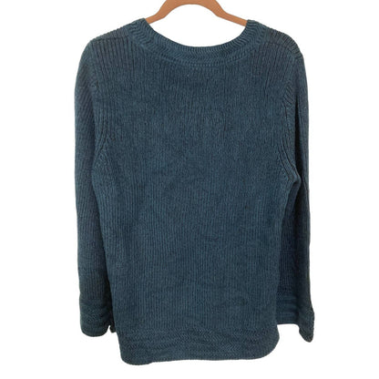 Style&co. Boxy Rib Knit Pullover Crew Sweater Top Size Large Dark Teal Blue NWT