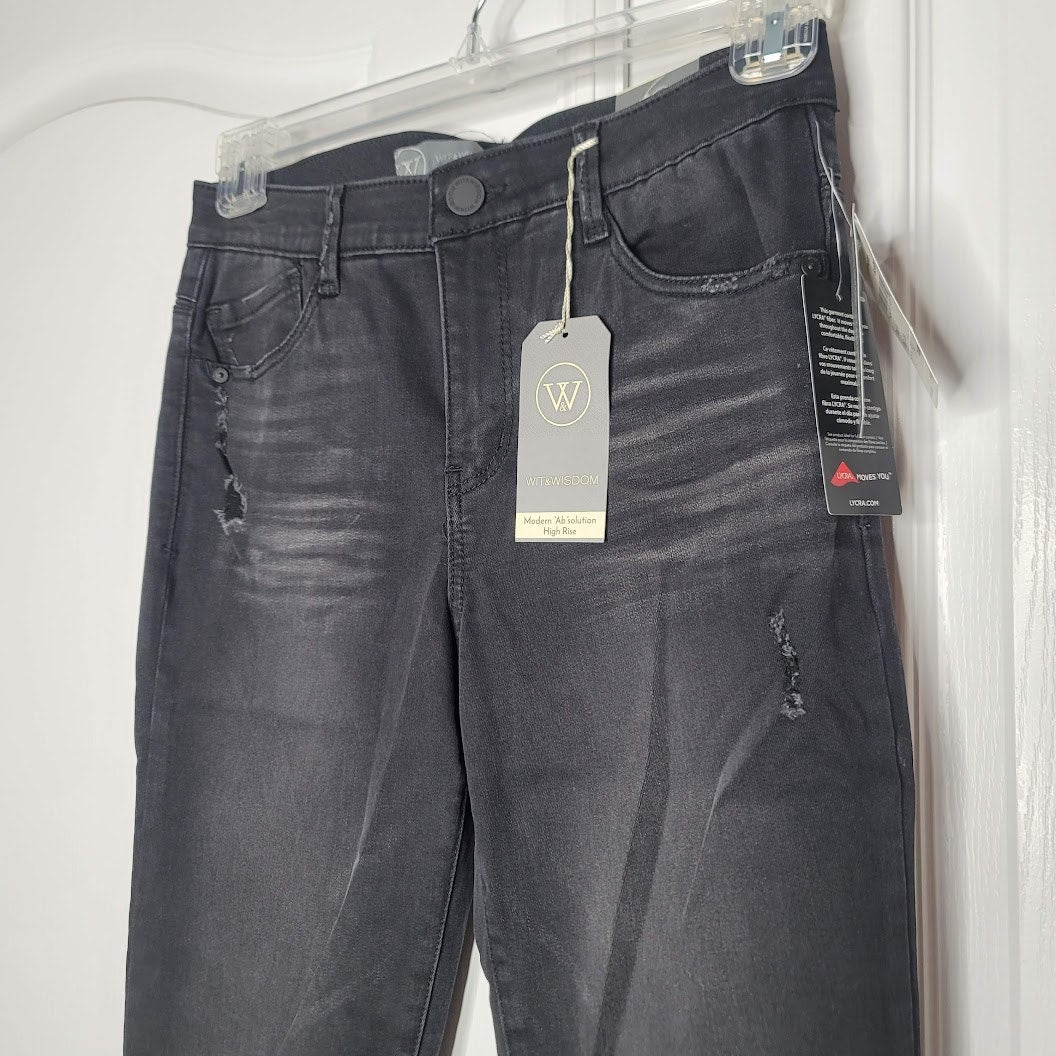 Wit Wisdom Modern Abs Size 4 High Rise Black 28" Distressed Skinny Lycra Jeans
