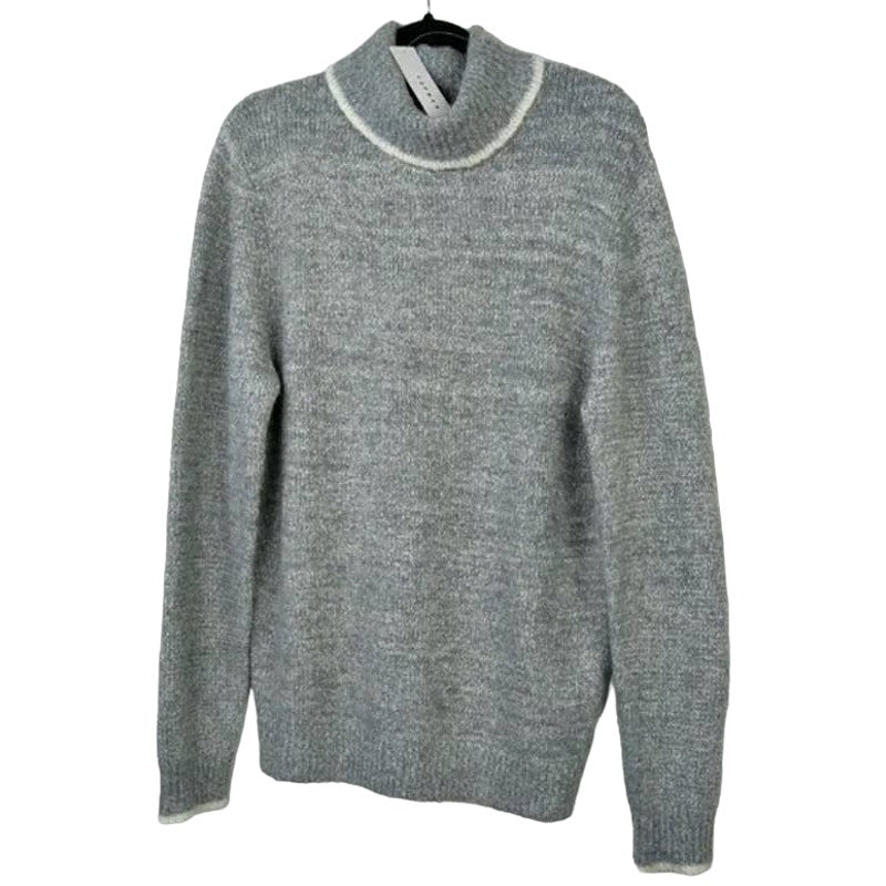 Topman Men's Tipped Roll Neck Sweater Large Heather Gray NEW Turtleneck Modern