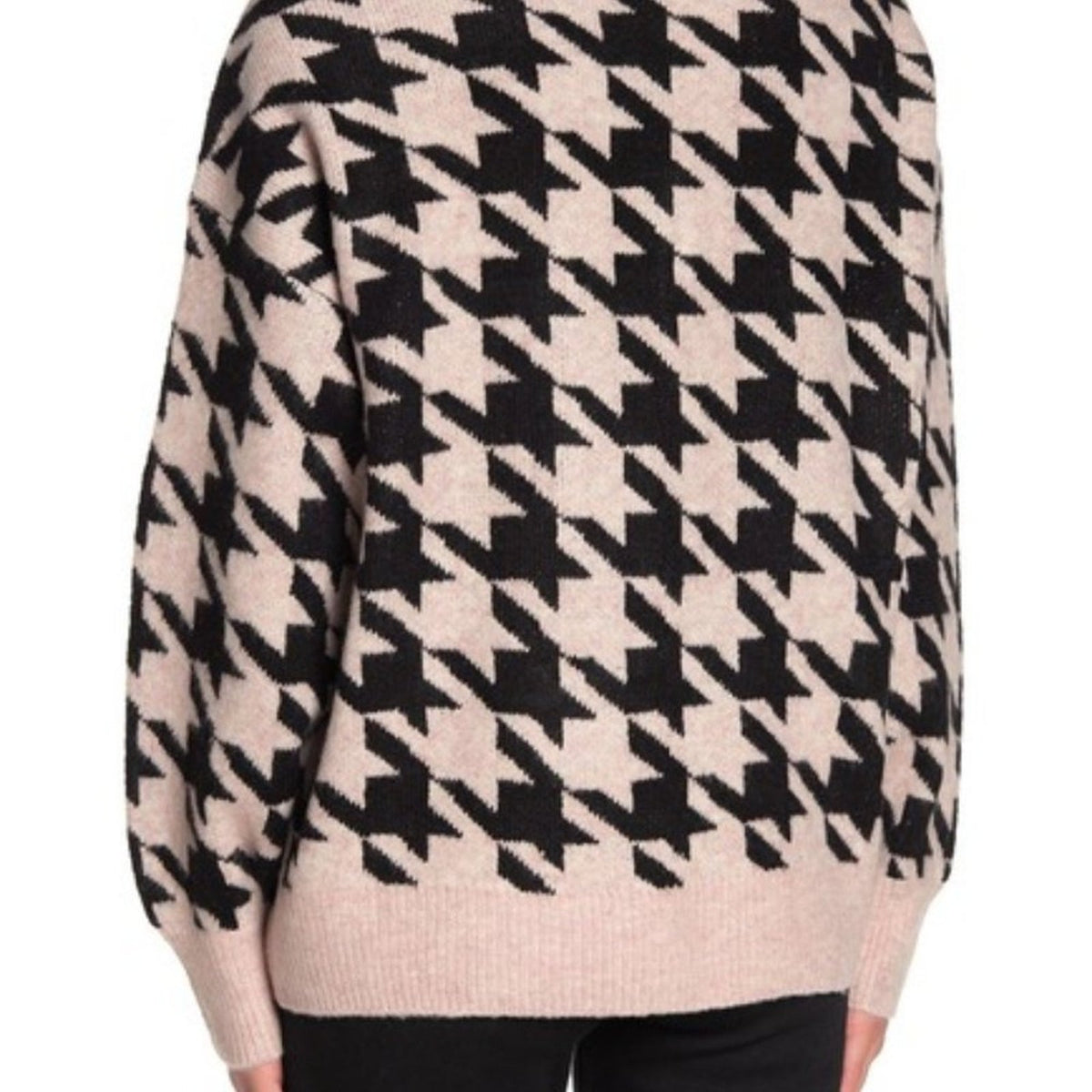 Vince Camuto Pullover Sweater Turtleneck Sweater Houndstooth Large Winter Heavy
