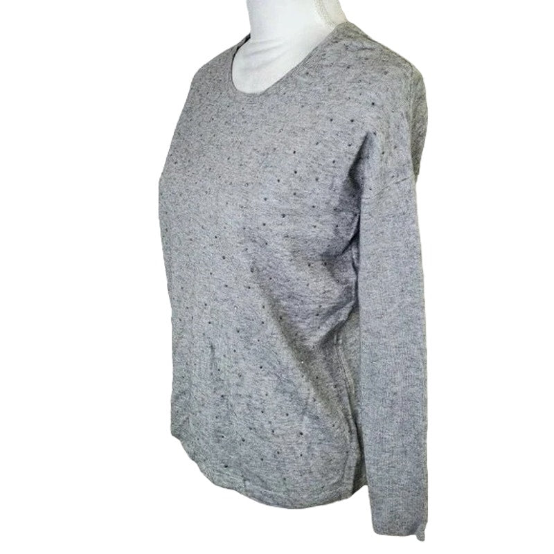Matty M Women's Top XS/Extra Small Heather Grey NWT Shiny Studded Bead Front