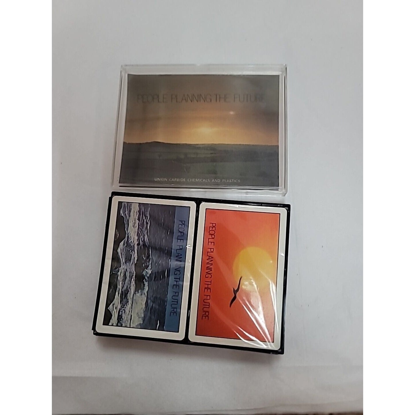 Vintage UNION CARBIDE Redislip Playing Cards 2 Sealed Decks In Case ADVERTISING