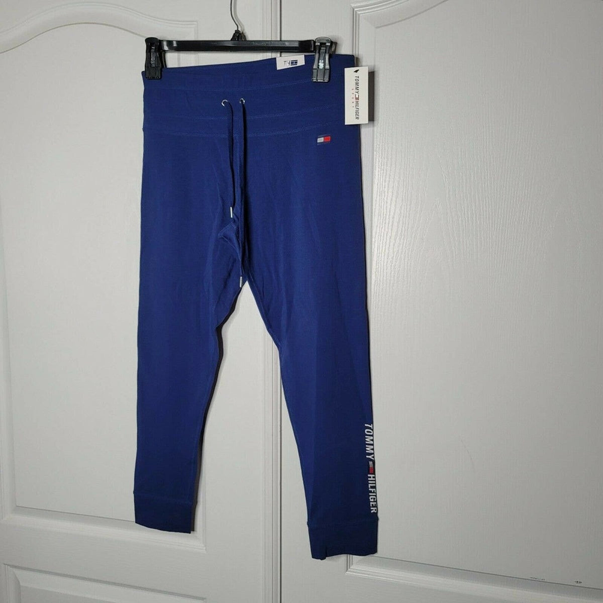 TOMMY HILFIGER Blue Printed Active Wear Skinny Pants Mid Rise Size Large