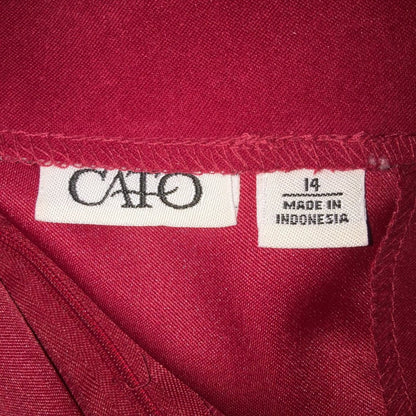 Cato Vintage Faux Suede Hi-Low Knee length Skirt Back Zip Solid Red Size 14