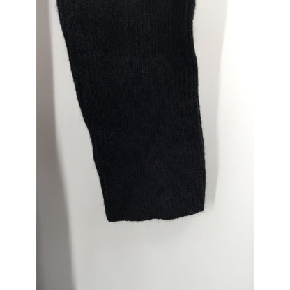 Leith Ribbed Side Slit Sweater Dress Long Sleeve Square Neck Black LIGHT Small