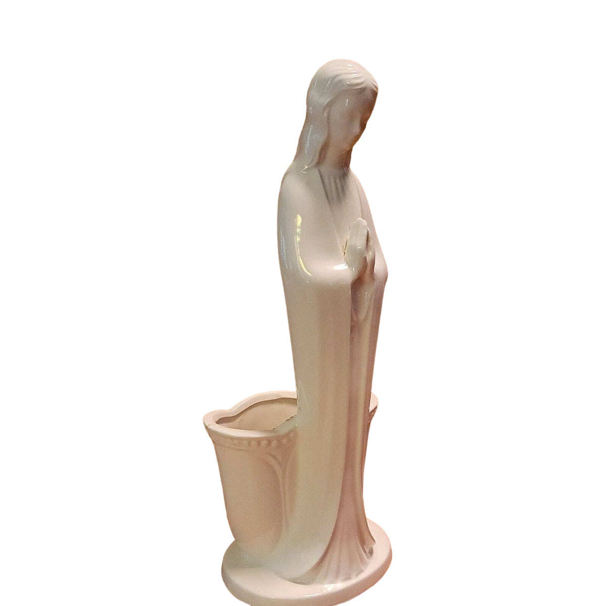 Vintage Flower Get Well Inarco Mother Mary White Ceramic Figurine Planter 10½"