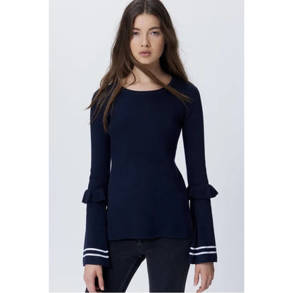 Rebecca Minkoff NWT Navy Cara Ruffle Bell Sleeve Sweater Size XS