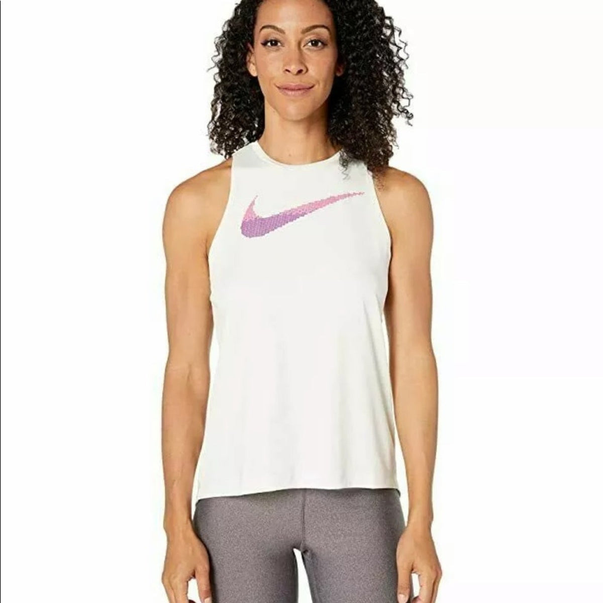 Nike Dri Fit Logo RacerBack White Tank Top Large
