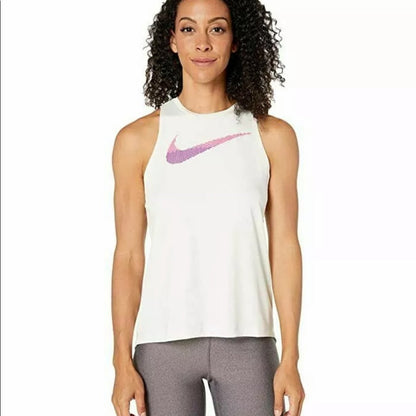 Nike Dri Fit Logo RacerBack White Tank Top Large