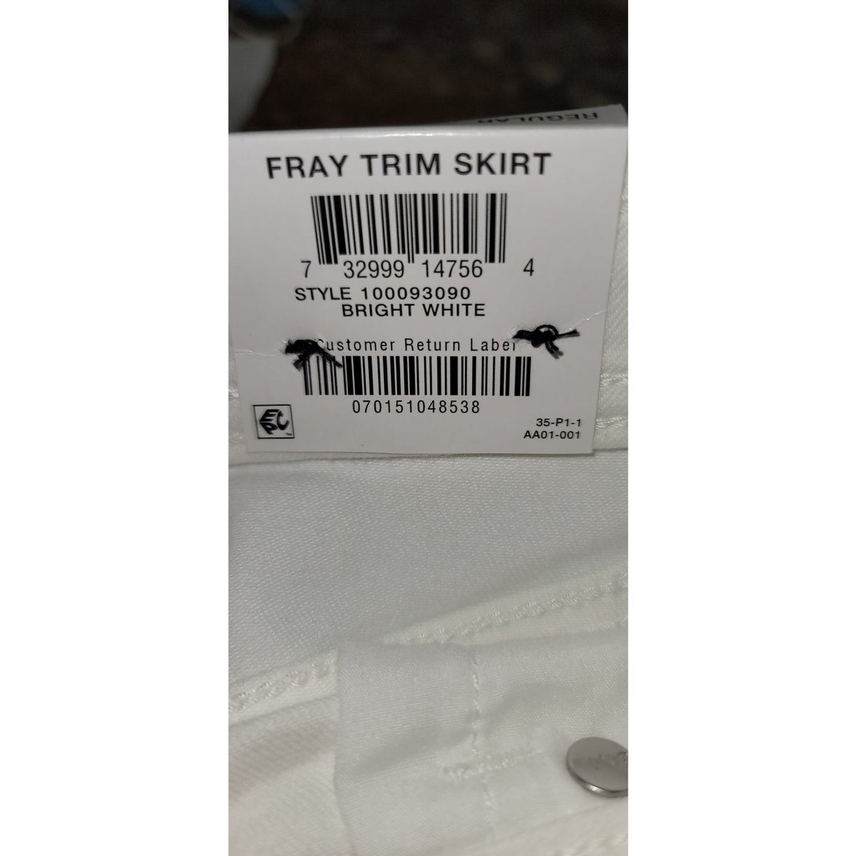 Inc Destructed Fray-Trim Crossover Bright White Denim Skirt Size 0