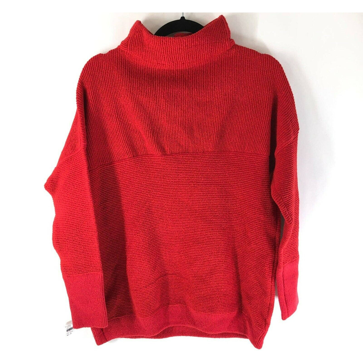 RDI Womens Pullover Sweater Large Poppy Red NWT Long Sleeves Horizontal Rib Knit