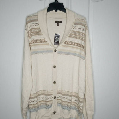 Tasso Elba Geo Stripe Knit Cashmere Blend Sweater Cardigan XXL Original NEW