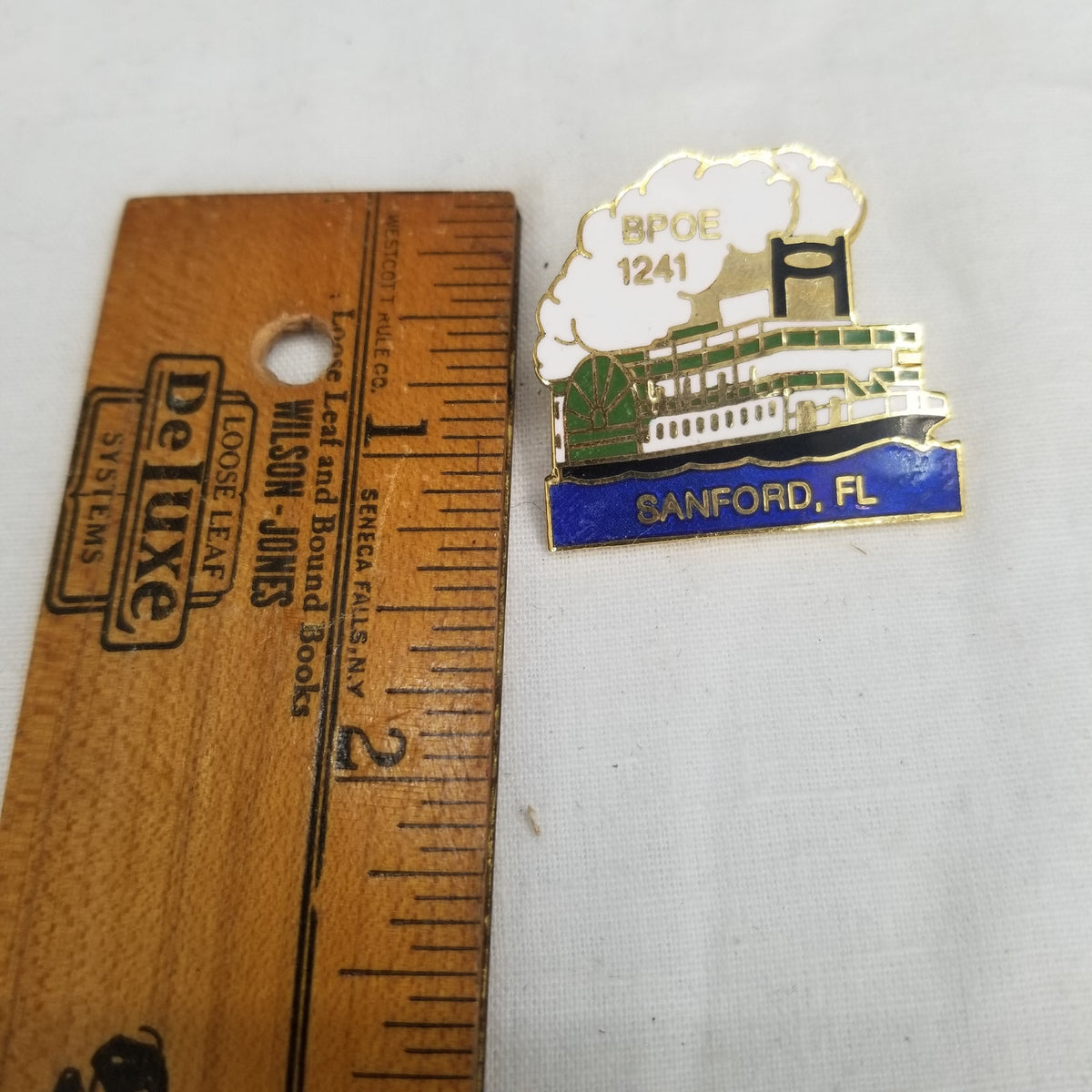 Sanders Vintage Enamel BPOE Metal Pin Sanford Florida Steam Boat Lapel Pin