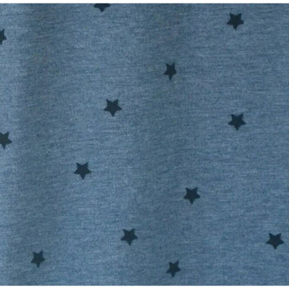 Bobeau Three Quarter Sleeve Star Top Sz Small Heather Denim Blue NWT Curved Hem