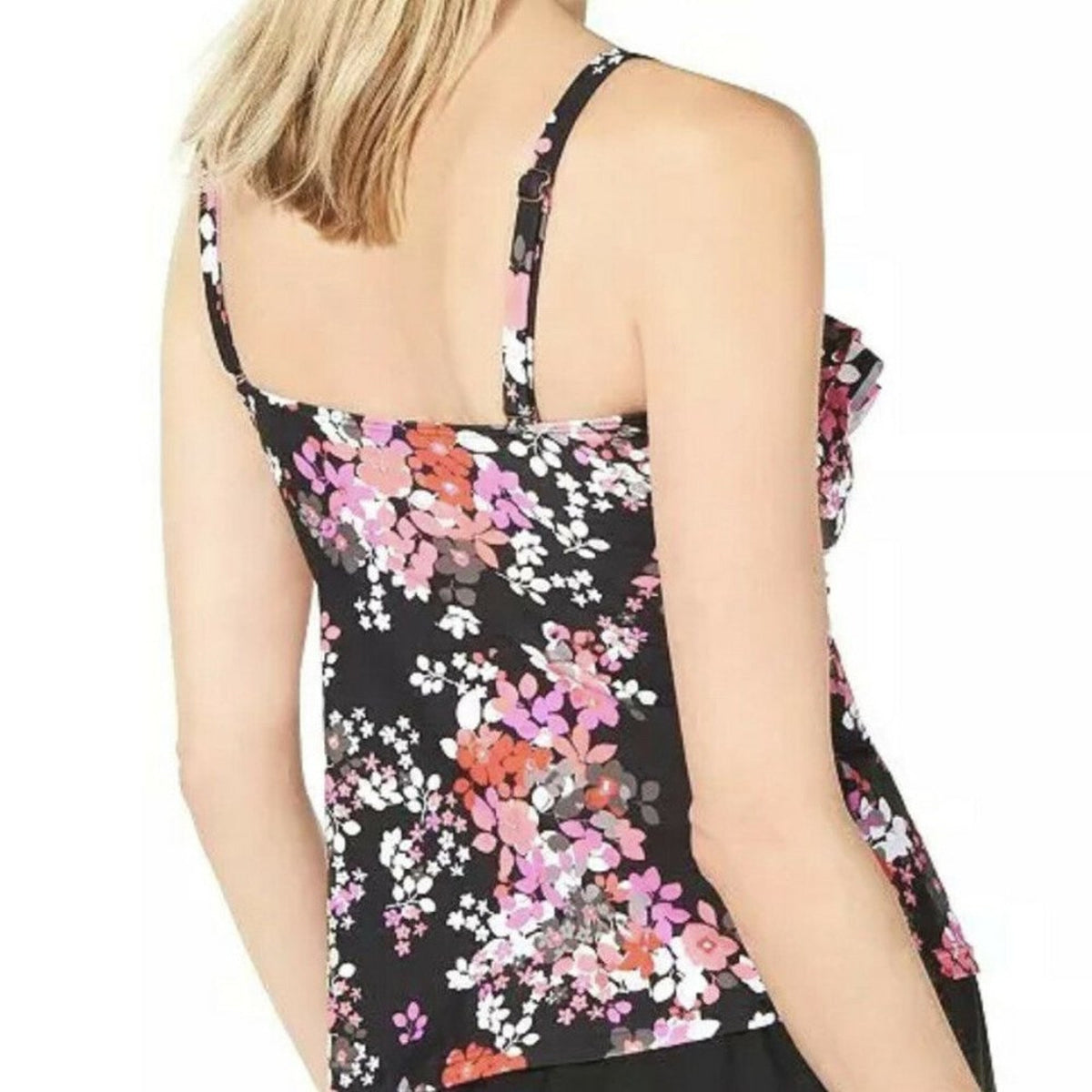 NWT Island Escape Floral Ruffle Bandeau Tankini Size 12