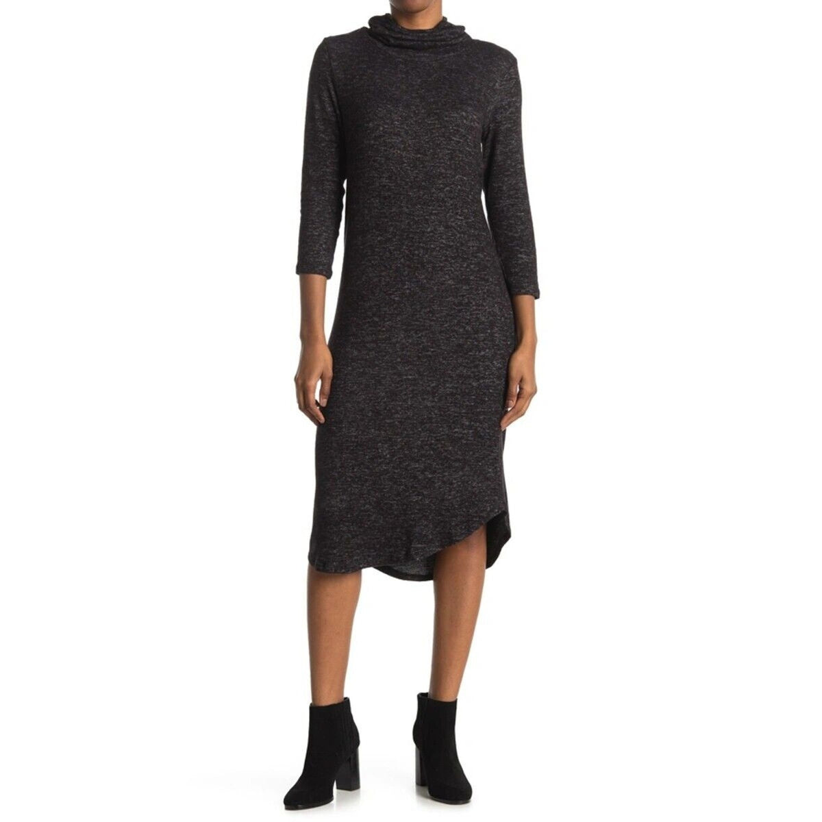 Bobeau Women's Built-In Mask Cowl Neck Sweater Dress Sz XS Extra Small Black NWT