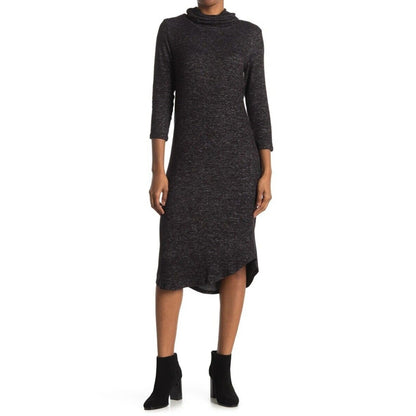 Bobeau Women's Built-In Mask Cowl Neck Sweater Dress Sz XS Extra Small Black NWT