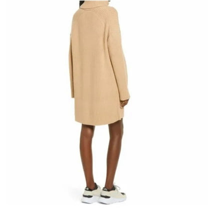 Wayf Culver Turtleneck Long Sleeve Sweater Dress Size Medium in Camel NWT