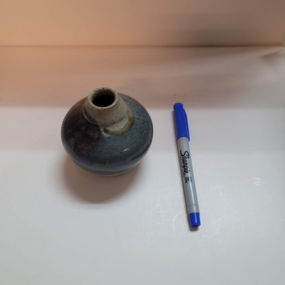 Mini blue vase Handthrown clay pottery Signed table flower dripware