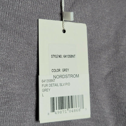 Michelle Nicole Cliche Faux Fur Sleeve Pullover Knit Sweater Long Sleeves Size Large