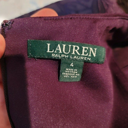 Lauren Ralph Lauren Bow Jacquard Dress Sleeveless Scoop Neck Purple Size 4