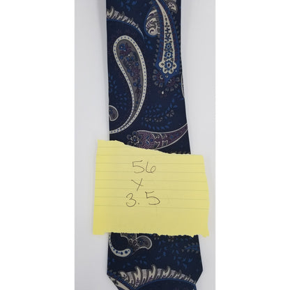 Vintage Mens Necktie 56" Blue Paisley Polyester wild wide FUNKY 70s 80s