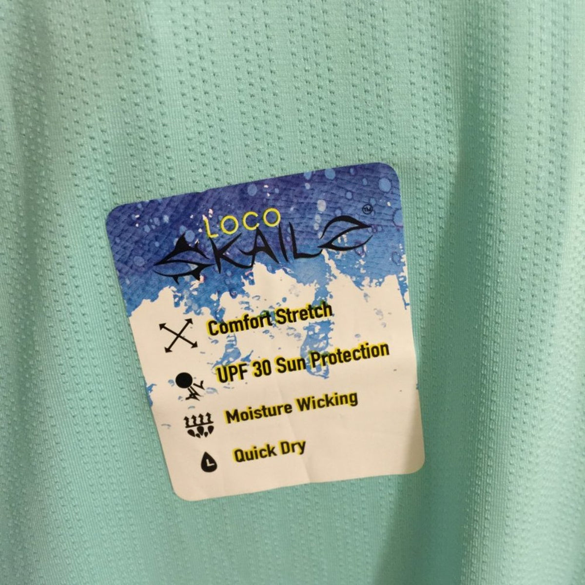Loco Skailz T-Shirt Short Sleeve Comfort Stretch Crew Neck Aqua Blue Large fish