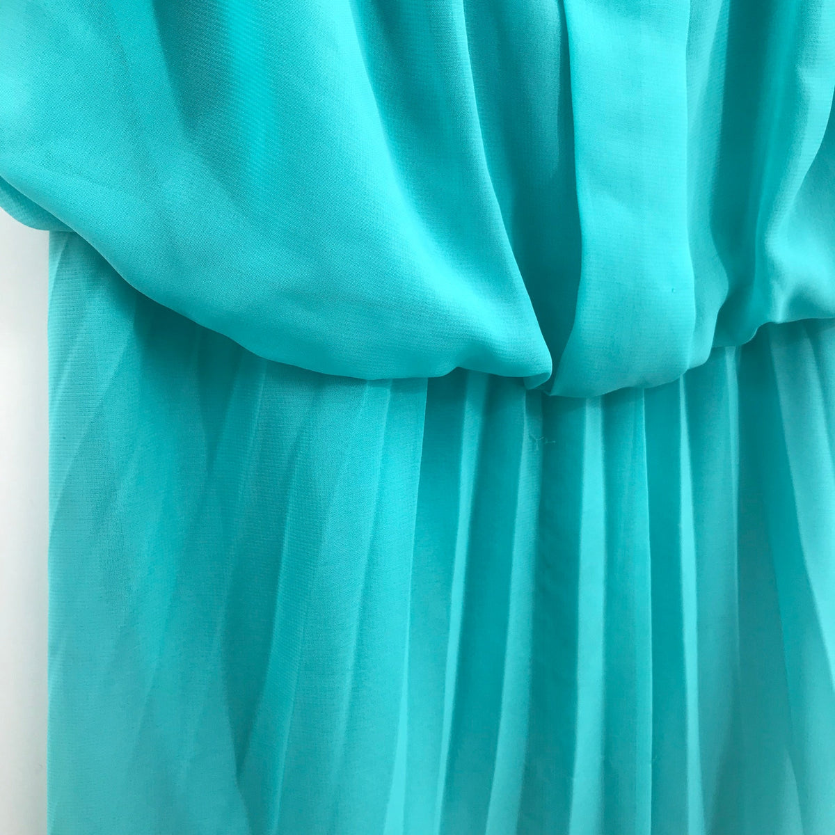 Pompous Girly Sleeveless Back Zip Pleated Maxi Dress Round Neck Turquoise Large