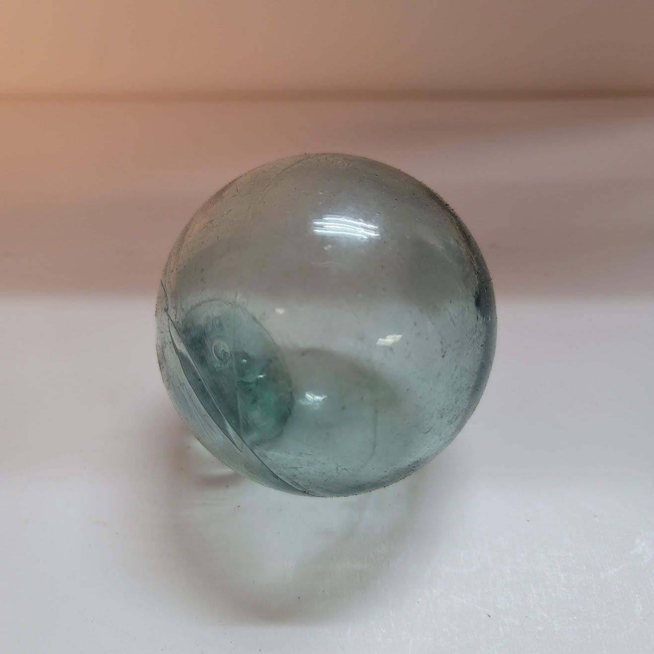Japanese Handblown Glass ORB Small fishing float Ball Blue Green